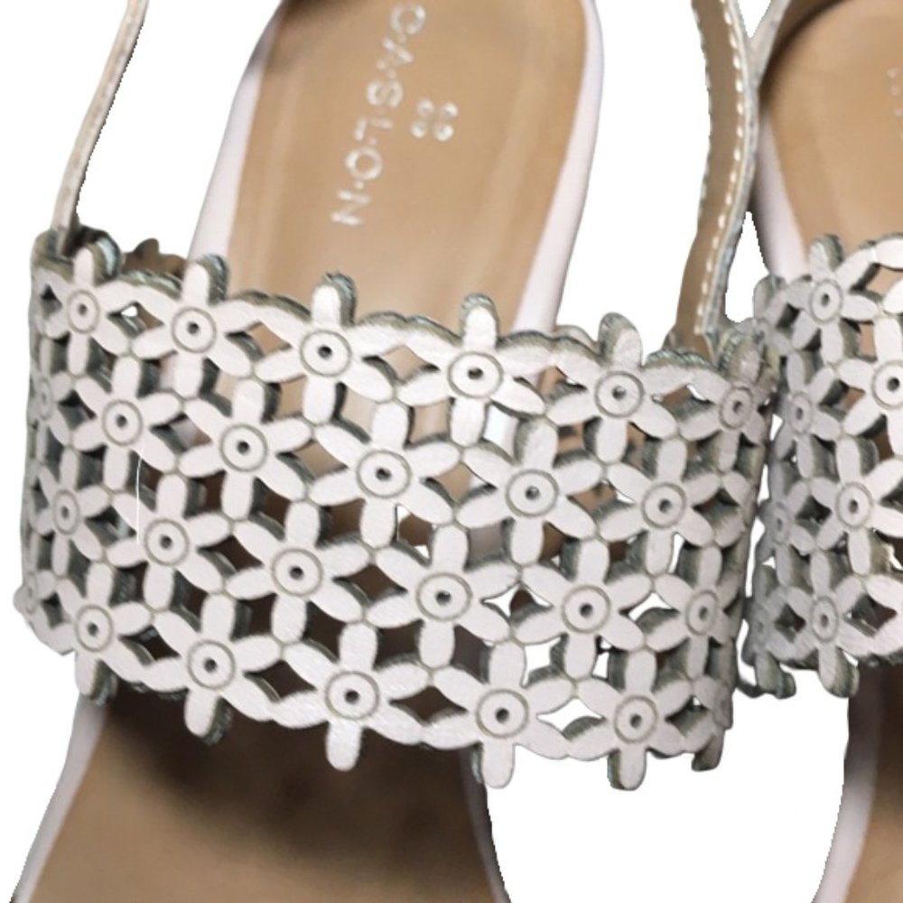 Caslon Blush Pink Floral Laser-Cut Cork Wedge Sandals - Picture 3 of 7